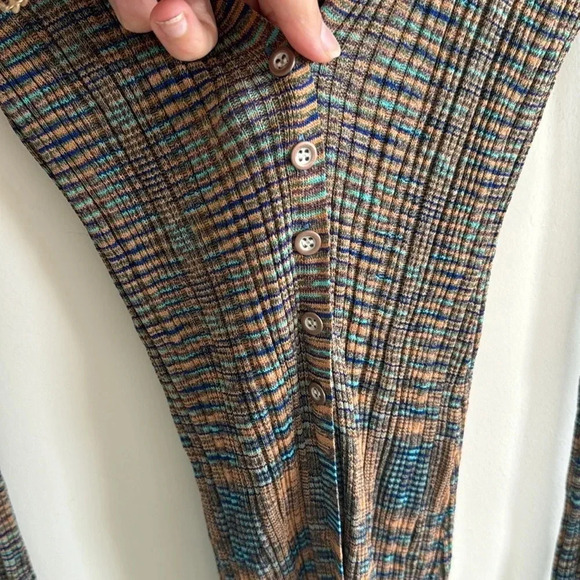 UO knit button down collared long sleeve printed Flyaway Cardigan size Medium - Picture 6 of 11